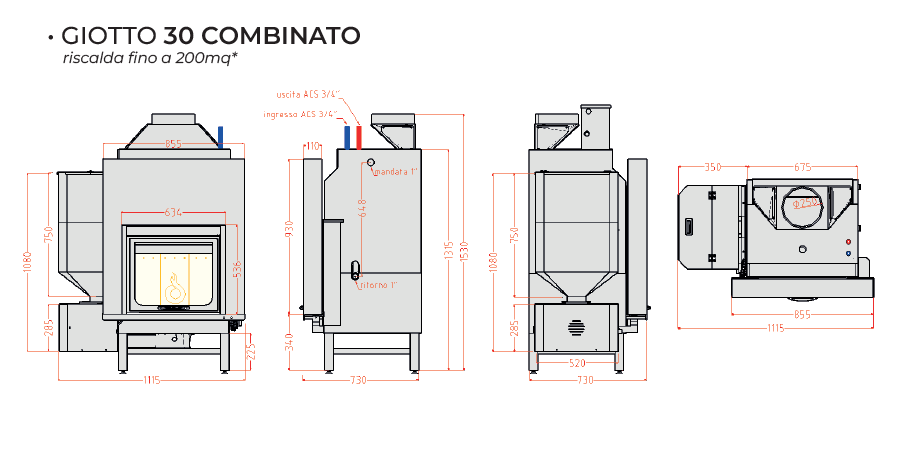 DIMENSIONI SCHEDA TECNICA HELIOS GIOTTO 30 COMBINATO 25.5 KW