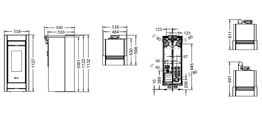 DIMENSIONI SCHEDA TECNICA THERMOROSSI ESSENZA METALCOLOR PLUS 11.4 KW