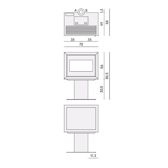 DIMENSIONI SCHEDA TECNICA CON PIEDISTALLO
