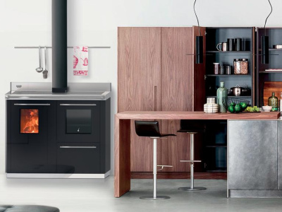 FUOCONATURALE.IT TERMOCUCINA A LEGNA THERMOROSSI BOSKY F30 SQUARE EVO5