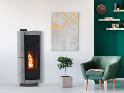 STUFA A PELLET THERMOROSSI DORICA IDRA 29 STONE 28.9 KW 