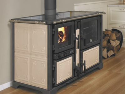 FUOCONATURALE.IT TERMOCUCINA A LEGNA THERMOROSSI BOSKY COUNTRY F30 EVO5 FIORI