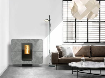 FUOCONATURALE.IT STUFA A PELLET THERMOROSSI SLIMQUADRO IDRA GRES 13.3 KW