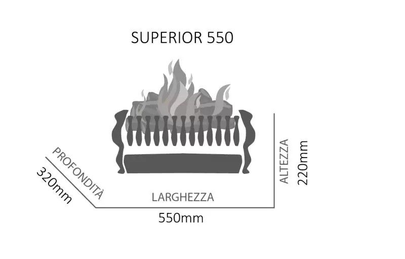 FUOCONATURALE.IT MISURE TECNICHE BRACIERE SUPERIOR 550
